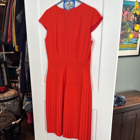 J. Crew Orange Crepe Wool Midi Dress with Cap Sleeves - Picture 5 of 8